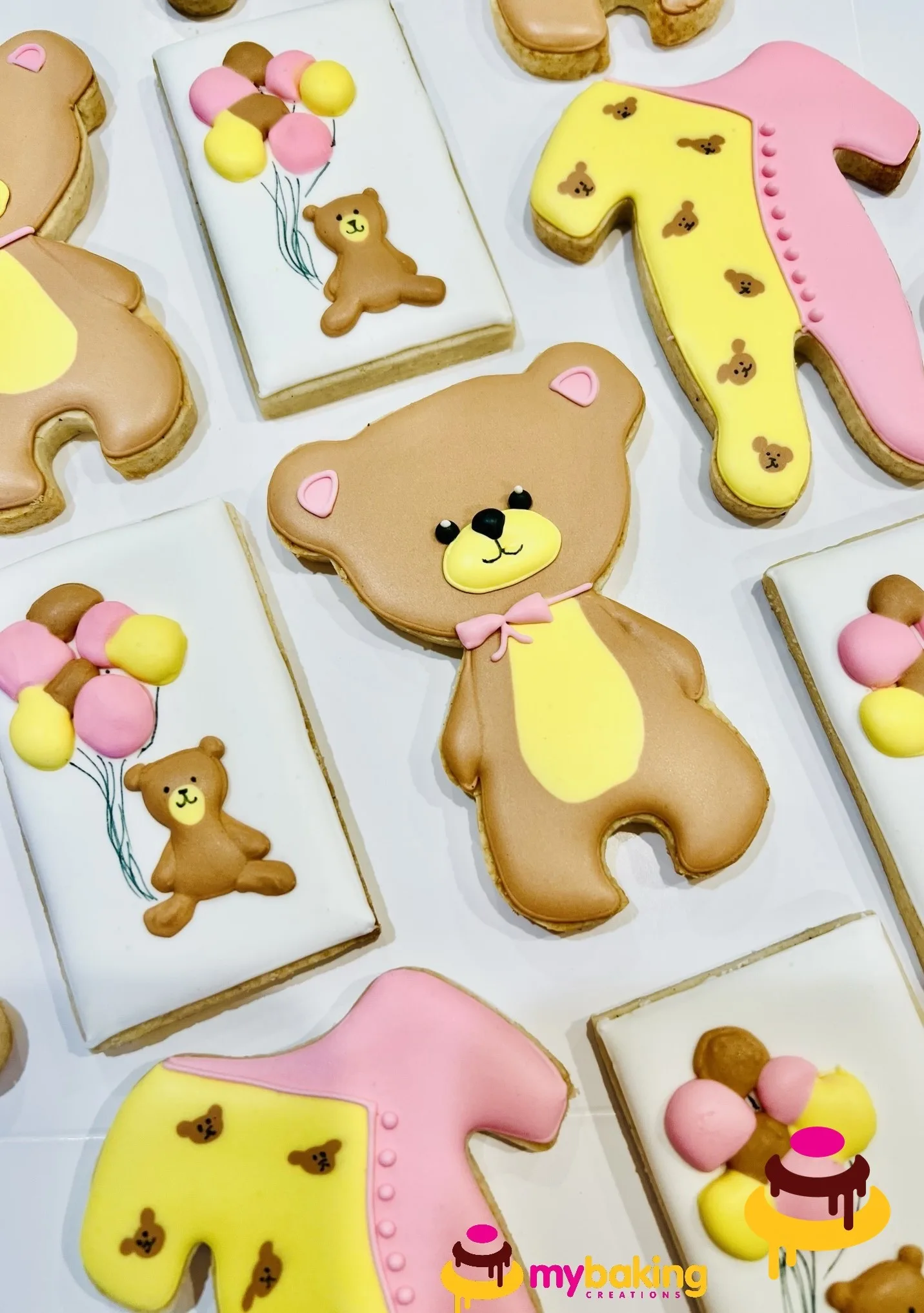 Custom hand-piped baby shower cookies Bay Area bakery